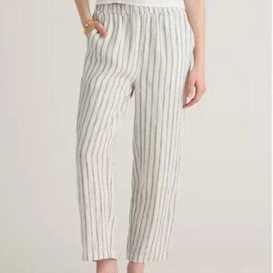 Quince 100% European Linen Pants Oatmeal / Black Stripe Size XS